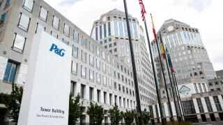 A logo sign outside of the headquarters of Procter & Gamble Co. (P&G), in Cincinnati, Ohio on June 29, 2017.
