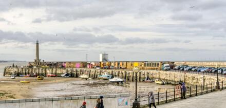 The harbour arm at Margate at low tide on a fine winter's day.