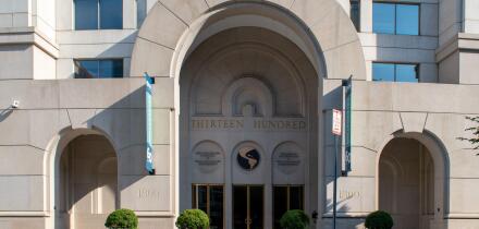 Washington, D.C. / USA - June 14 2020: Headquarters building of the Inter-American Development Bank, BID, in Washington.