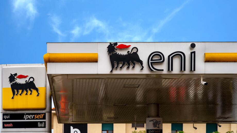 Bardolino, Italy - 10/31/2019: Eni S.p.A. in german Agip is an Italian multinational oil and gas company headquartered in Rome. The service station is