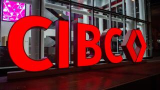 Toronto, ON, Canada ? August 17, 2023: Close-up of CIBC sign on the building. Canadian Imperial Bank of Commerce (CIBC) is a Canadian banking corporat