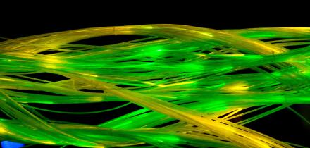 Colorful yellow and green fiber optics transparent tubes