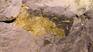 Ore lode inside a gold and copper underground mine in Chile