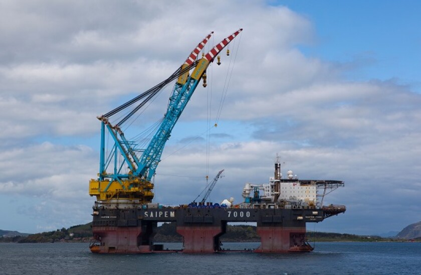 Saipem 7000, the giant floating crane, near Stavanger, Norway. Image shot 05/2010. Exact date unknown.