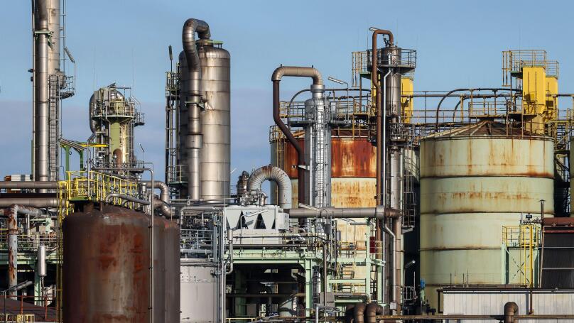 Oberhausen, North Rhine-Westphalia, Germany - Industrial plant in the chemical park, OQ Chemicals plant Ruhrchemie. OQ Chemicals (formerly OXEA) is a