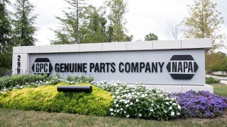 A logo sign outside of the headquarters of the Genuine Parts Company, parent company of NAPA Auto Parts, in Atlanta, Georgia on October 7, 2017.