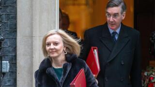 London, England, UK. 7th Dec, 2021. Foreign Secretary LIZ TRUSS and Leader of the House of Commons JACOB REES-MOGG are seen leaving 10 Downing Street after cabinet meeting. (Credit Image: © Tayfun Salci/ZUMA Press Wire)