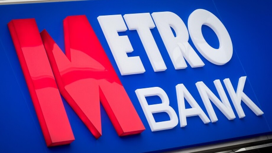 Metro Bank sign at the Metro Bank in Southampton, Hampshire