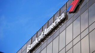 Bank of America logo, North Beverly Drive, Beverly Hills, Los Angeles, California, United States of America. Image shot 2009. Exact date unknown.