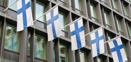 Finnish flags, Helsinki, Finland. Image shot 2011. Exact date unknown.