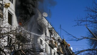 Russia shell damage to Ukraine building 24Feb22 575x375