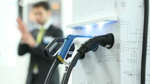 Hanover, Germany. 24th Apr, 2017. "Cito", a charging station for electronic cars from EBG compleo can be seen during the opening rounds at the Hanover Fair 2017 in Hanover, Germany, 24 April 2017. The world's biggest industry trade fair will see some 6500