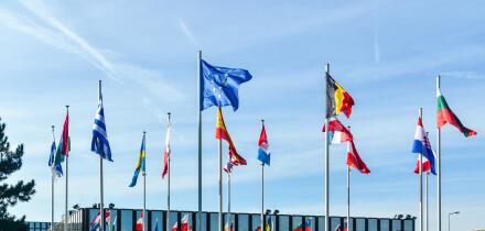 Flags of the European Union countries at the European Commission, European Quarter, Luxembourg
