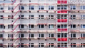 high building house in scaffolding
