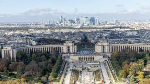 Stunning aerial view showcasing Paris with La Dfense skyscrapers in the background. Paris, France - October 24, 2024