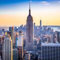 New York City, United States -  Midtown skyline of Manhattan at amazing sunset in America.