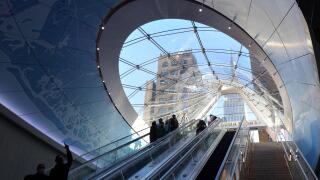 New York Penn Station East End Gateway (33rd St/7th Ave) entrance to Long Island Railroad, Empire Station Complex, New York.