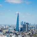 View of The Shard new skyscraper and skyline of London United Kingdom