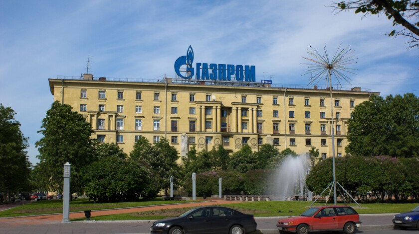 The Saint Petersburg offices of the Russian gas and oil company Gazprom.