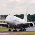 Airbus Industrie Airbus A380-841 displaying at the Farnborough airshow 2008