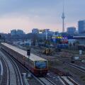 S-bahn train near  Warschauer Strasse station in Berlin, Germany