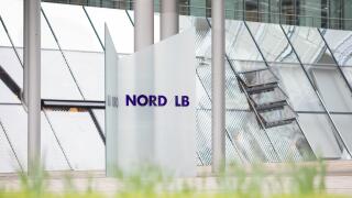 Hannover, Germany. 04th Apr, 2019. The NordLB logo can be read in the entrance area of the bank. The troubled Norddeutsche Landesbank (NordLB) closed the past financial year with a loss of EUR 2.3 billion. Credit: Moritz Frankenberg/dpa/Alamy Live News
