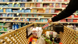 Toothpaste, sanitary department, shopping at the supermarket, USA