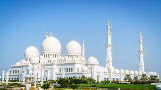 Outside view of Sheikh Zayed Grand Mosque in Abu Dhabi, UAE