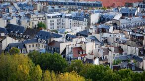 Typical Paris roof tops across the Paris skyline