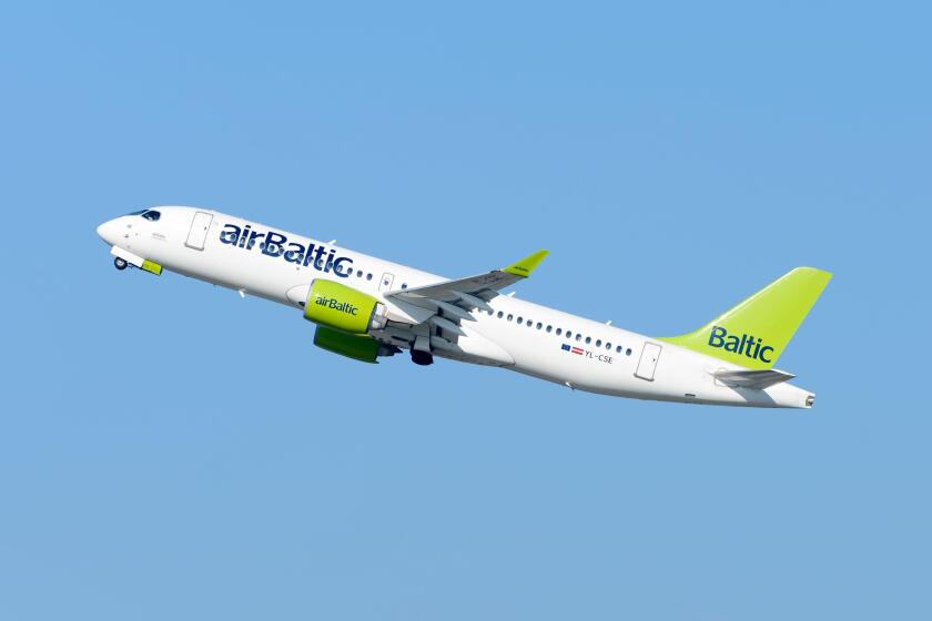 Air Baltic Airbus A220 aircraft departing Zurich. Airplane formerly know as Bombardier CSeries 300 of AirBaltic taking off to Riga, Lativa.