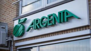 NINOVE, BELGIUM, 16 FEBRUARY 2025: Exterior view of an Argenta retail bank in Idegem, Ninove. Argenta is a Belgian multinational banking and financial