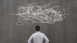 complexity concept, complex problem solution, business man thinking