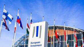 Flags of the European Union countries at the European Investment Bank, European Quarter, Luxembourg