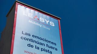 Valencia, Spain. 16th May, 2021. Leasys logo seen at Circuit Ricardo Tormo. Credit: Xisco Navarro/SOPA Images/ZUMA Wire/Alamy Live News