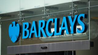 Barclays bank sign logo.