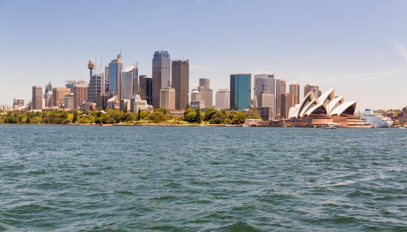 Sydney and the Opera House from a ferry boat, Australia