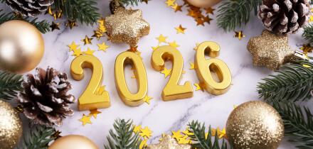 New year 2026 concept with Christmas decorations