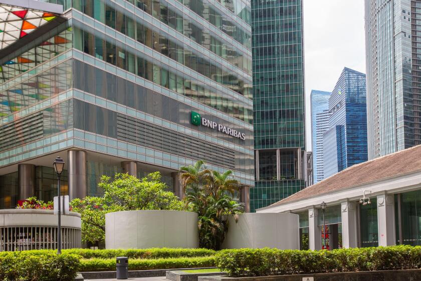 Logo of BNP Paribas Asset Management Singapore Limited located at financial are at Raffles Place.