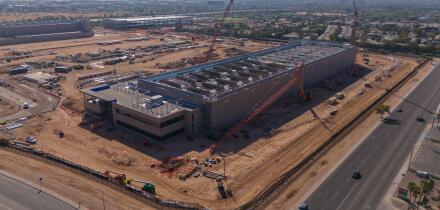 An aerial view of the QTS Data center under construction in Phoenix, Arizona
