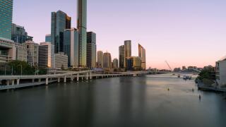 Brisbane city captured at twilight on a winter's day.