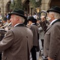 Hunter groups call contest at Marktplatz in Rothenburg Bavaria Germany. Image shot 2007. Exact date unknown.