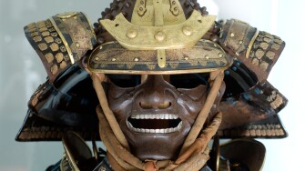 A Japanese suit of Armour "Mogami Do" in the tosei-gusoku or modern style of the 1800s at Chiddingstone Castle Kent UK