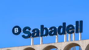 Sabadell Bank logo sign, Alicante Spain
