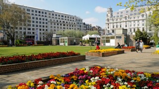 Finsbury Square Islington in spring London England UK