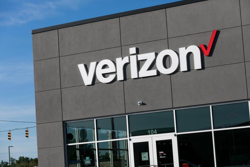 A logo sign outside of a Verizon Wireless retail store location in Martinsburg, West Virginia on June 4, 2019.