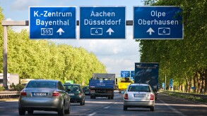Cars driving on a German autobahn motorway in central Germany, Europe