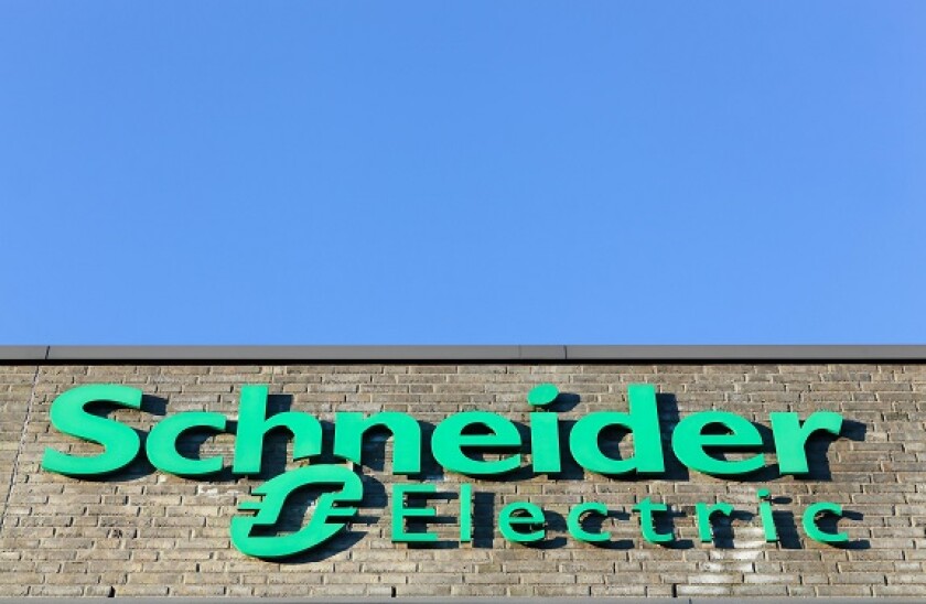 Schneider Electric logo on a facade