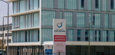 Reims France April 15, 2021 Polyclinique Reims-Bezannes, hospital center where all trades are grouped in the same place. Radiology, bio analysis, spec