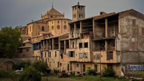 Old houses to be restored in the small Catalan town of Vic, Spain