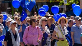Cologne, Germany- May 2018: Hundreds of people gather to support the European Union (EU)
